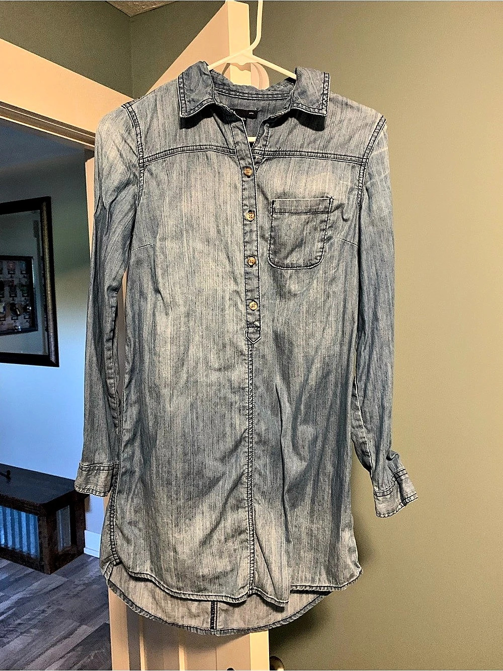 Gap Denim Shirt Dress Button Down Shirt Blue XS